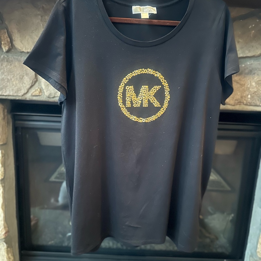 Michael Kors Black Tee with Gold Logo